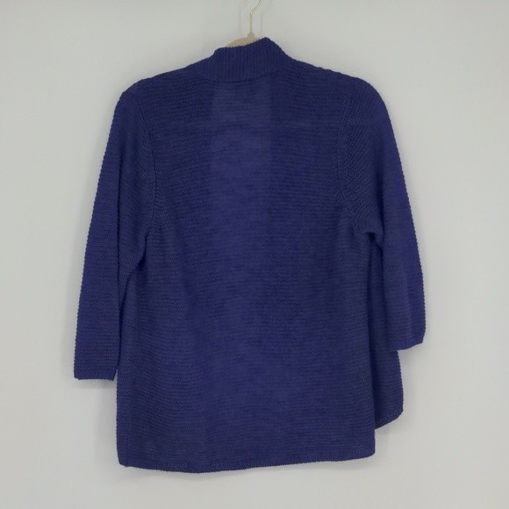 Chico's Women's Purple Linen Blend Cardigan Size Medium Open Front Short Length - Picture 8 of 12